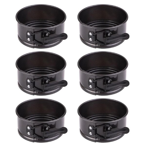 6PK Daily Bake Non-Stick Mini Springform Cake Pan Mould Bakeware 10x4.5cm Black