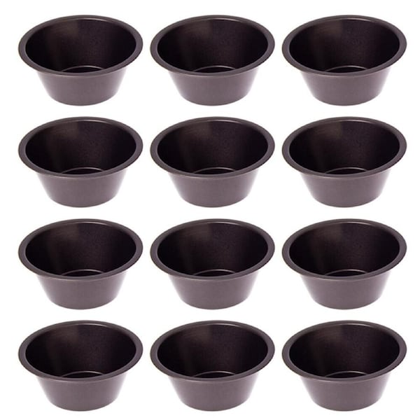 12PK Daily Bake Non-Stick Deep Pie Dish Mould/Mold Home Bakeware 12x5cm Black