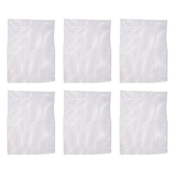 6PK D.Line Nylon Net Laundry Bag Zippered Washing Cloth Mesh 38x50cm Large White