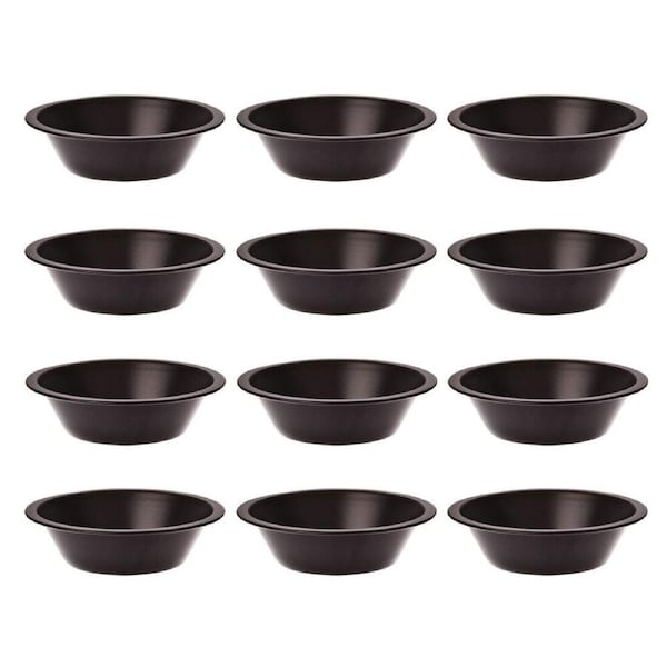 12PK Daily Bake Non-Stick Round Pie Dish Mould/Mold Home Bakeware 12cm Black