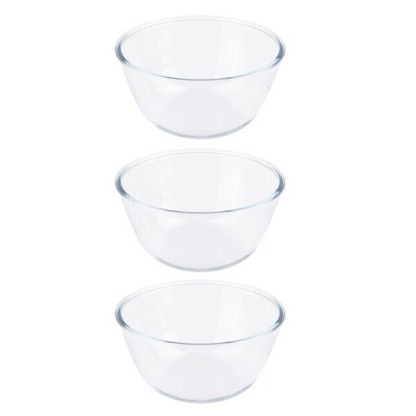 3PK Daily Bake Borosilicate Glass Mixing Bowl 19cm/1.5L Round Cooking/Baking CLR