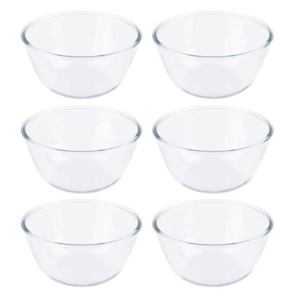 6PK Daily Bake Borosilicate Glass Mixing Bowl 19cm/1.5L Round Cooking/Baking CLR