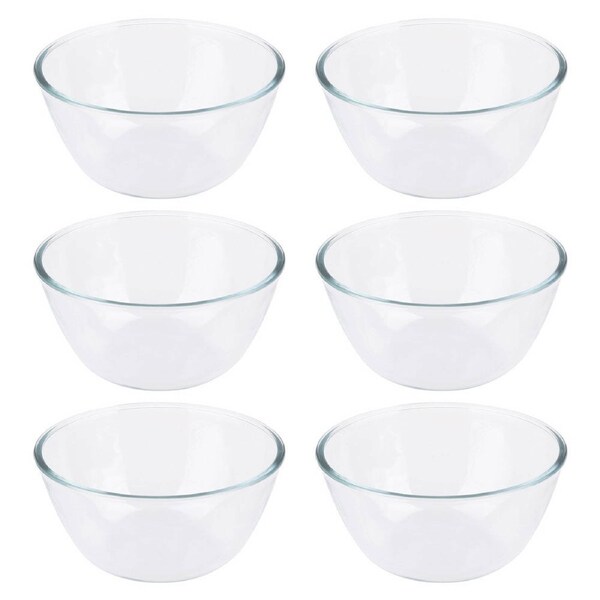 6PK Daily Bake Borosilicate Glass Mixing Bowl 21cm/2L Round Cooking/Baking Clear