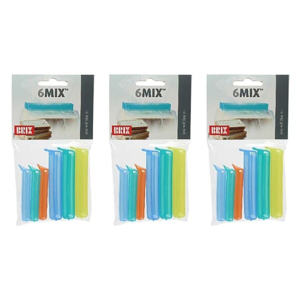 3x 6pc Brix 6mix Bag Closures Sealing/Sealer Clip/Clamp Reusable Set Assorted