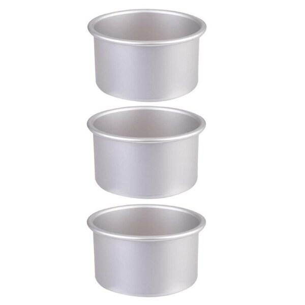 3PK Daily Bake 5" Deep Round Cake Pan Bakeware Oven Tin Mould 12.5x7.5cm Silver