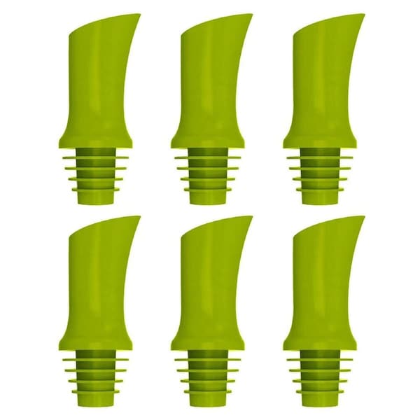 6PK Jokari Self-Sealing Bottle Pour Spout/Pourer Drip Cap Kitchen Tool Green