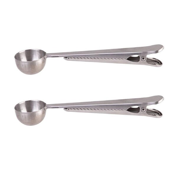 2PK Casabarista Stainless Steel Coffee Scoop Clip Spoon Tablespoon 15ml Silver