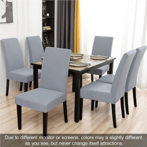 6 Pack Stretch Waterproof Chair Cover Milk Silk Solid Color Dining Chair Protector