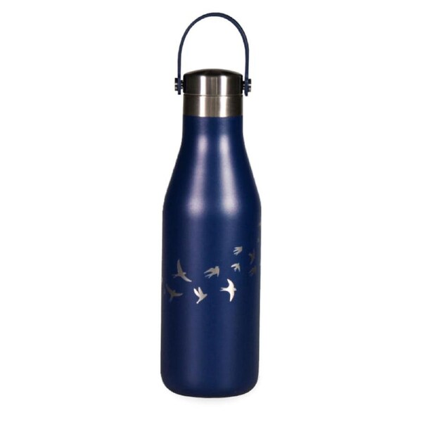 O'helo Oxford Blue Bottle With Etched Swallows
