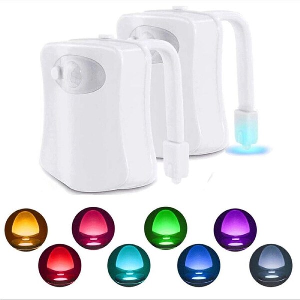 2pack 8 Colors Toilet Light with Motion Sensor LED Changing Light Bathroom Night Light