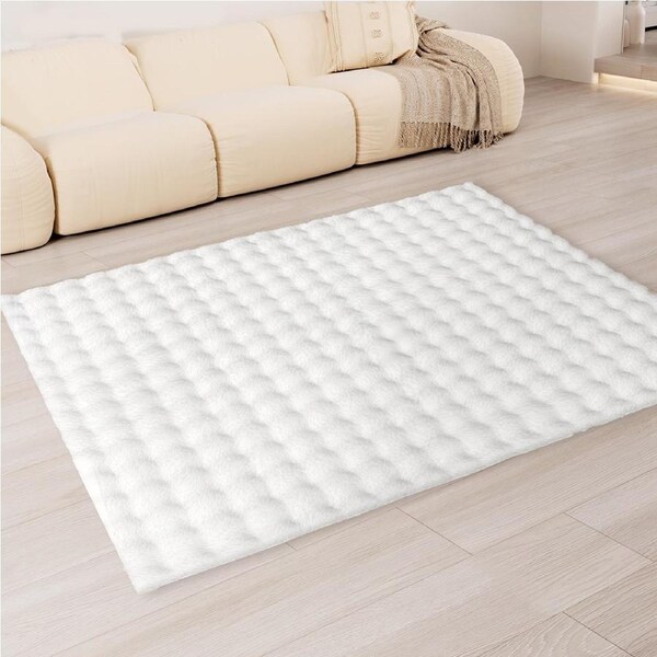 Marlow Floor Rug 120cm x 160cm Soft Plush Fluffy Faux - Beige