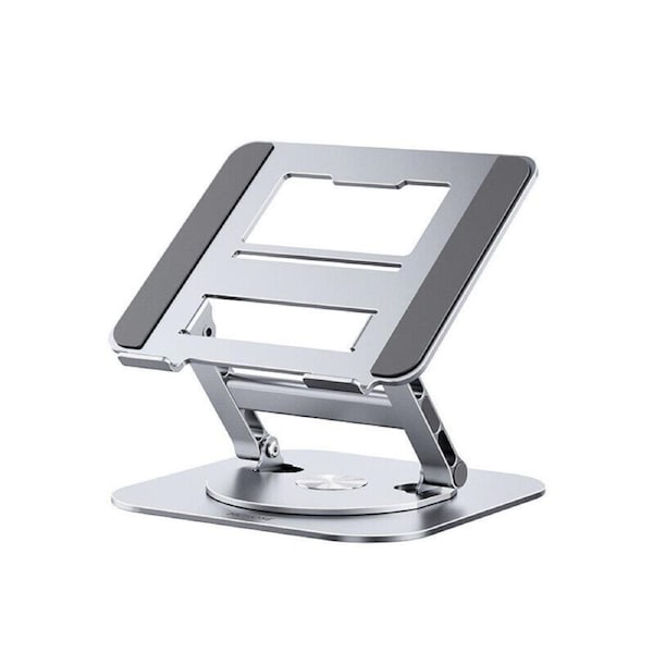 Adjustable Laptop Stand 360 Rotating Ergonimic Foldable Laptop Riser for Desk Silver