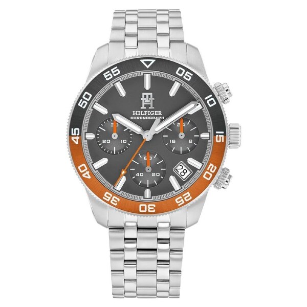 Tommy Hilfiger Stainless Steel Grey Dial Chronograph Men's Watch - 1792186