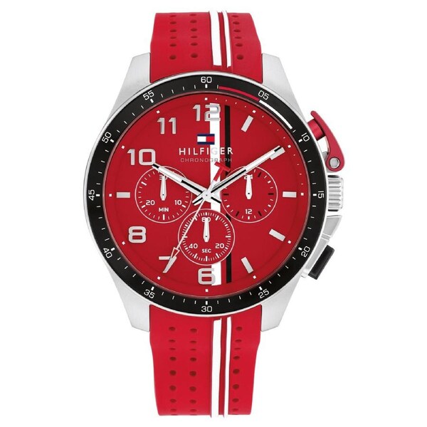 Tommy Hilfiger Red Silicone Chronograph Men's Watch - 1792170