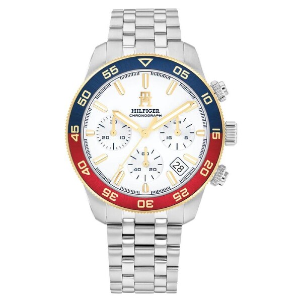 Tommy Hilfiger Stainless Steel White Dial Chronograph Men's Watch - 1792184
