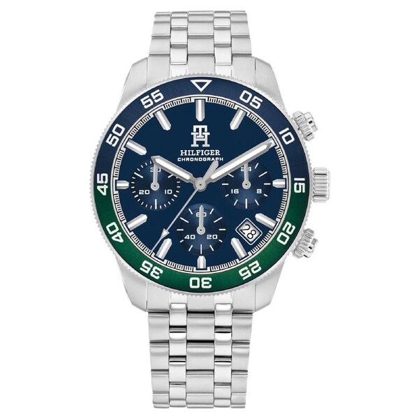 Tommy Hilfiger Stainless Steel Blue Dial Chronograph Men's Watch - 1792185