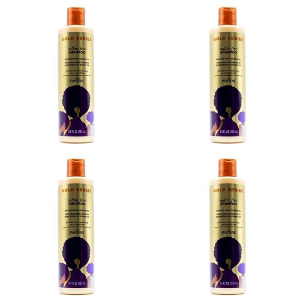 4PK Pantene 252ml Hair Shampoo Golden Series Sulfate Free Infused w/ Argan Oil