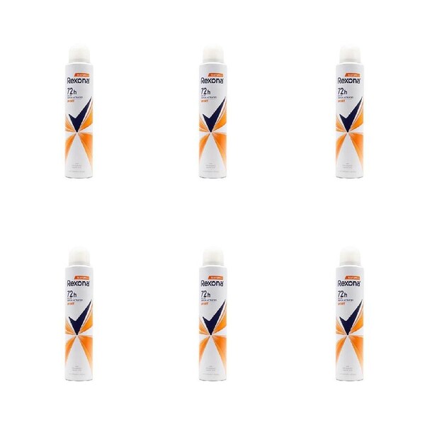 6PK Rexona Women 200ml Antiperspirant Deodorant Spray 72h Anti Sweat/Odour Sport