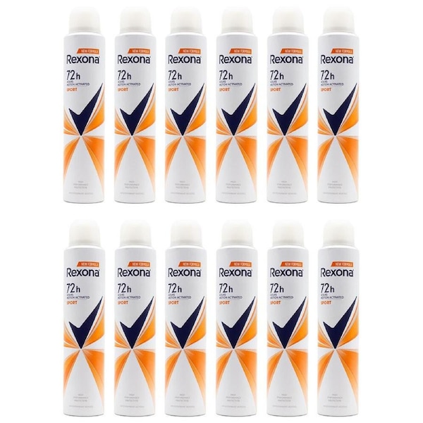12PK Rexona Women 200ml Antiperspirant Deodorant Spray 72h Anti Odour Sport