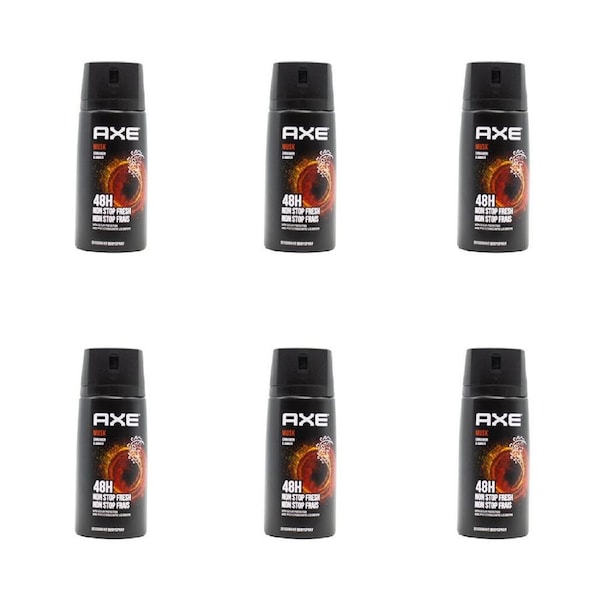 6PK Axe 150ml Deodorant Bodyspray 48hr Odour Protect Long-Lasting For Men Musk