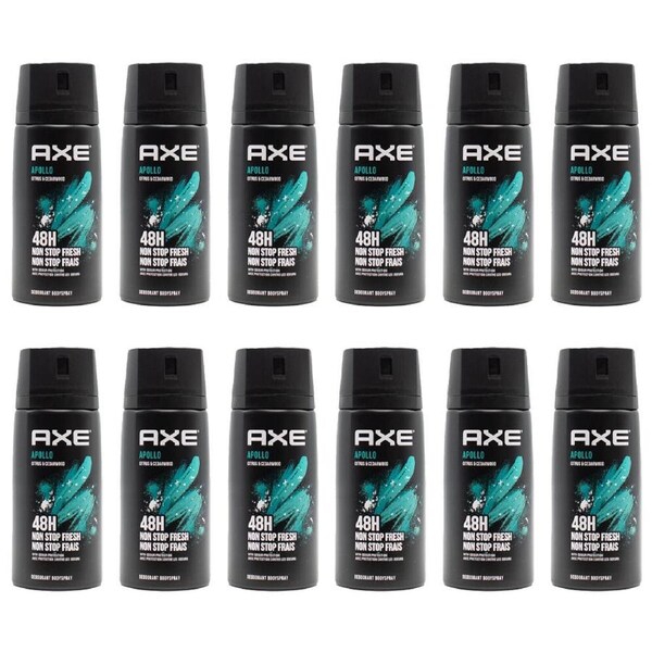 12PK Axe 150ml Deodorant Bodyspray 48hr Odour Protection For Men Apollo Scent