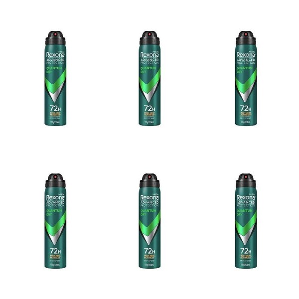 6PK Rexona Men 220ml Antiperspirant Deodorant Spray 72h Protection Quantum Dry