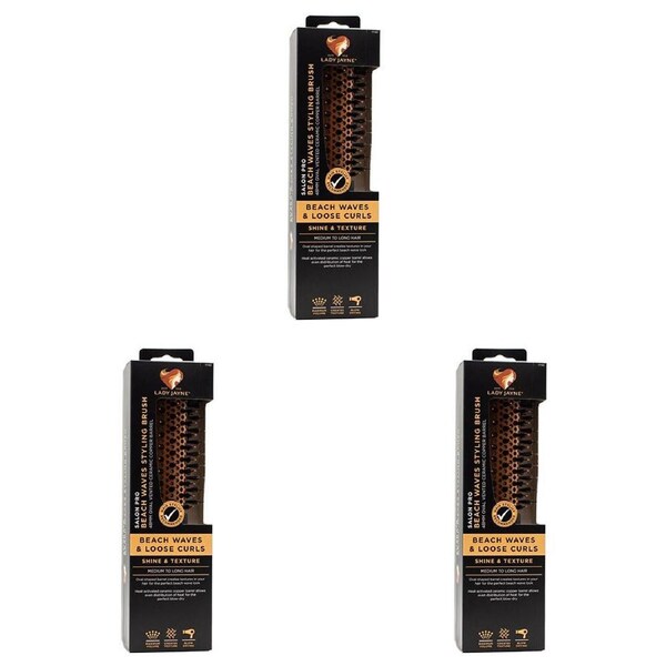 3PK Lady Jayne Salon Pro Styling Brush Hair Comb Beach Waves & Loose Curls 48mm
