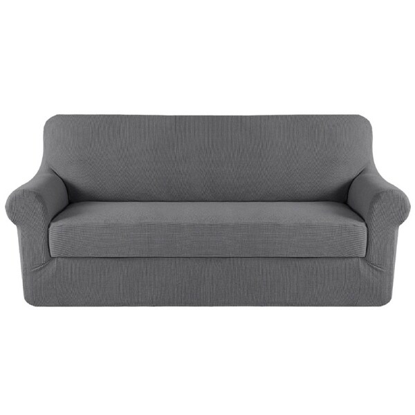 2 Pieces Style Stretch Sofa Cover Couch Cover Slip Cover Small Jacquard Soft N.Ivory / One seater (81-121cm)