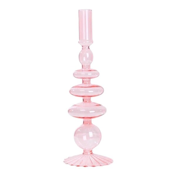 Glass Candle Holder Pink