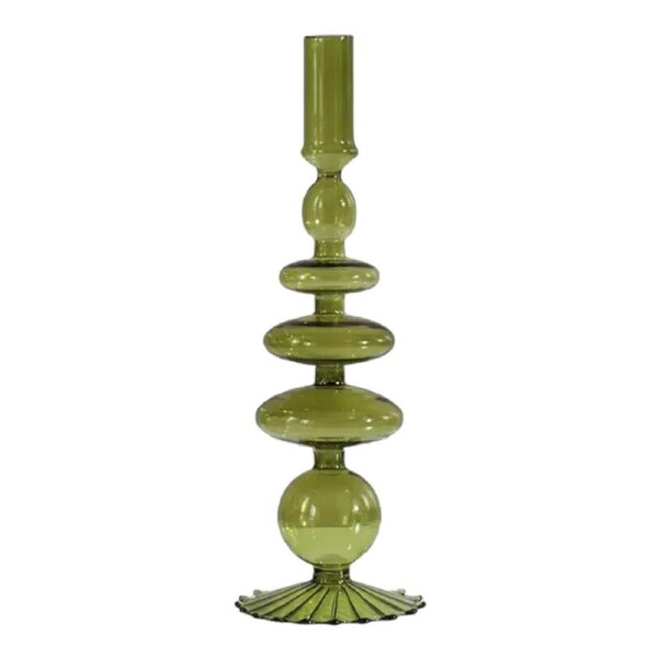 Green Glass Candle Holder