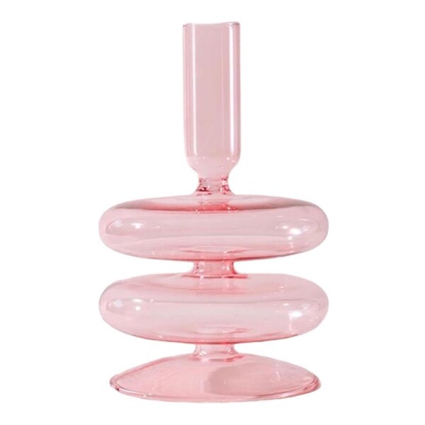Glass Candle Holder Pink