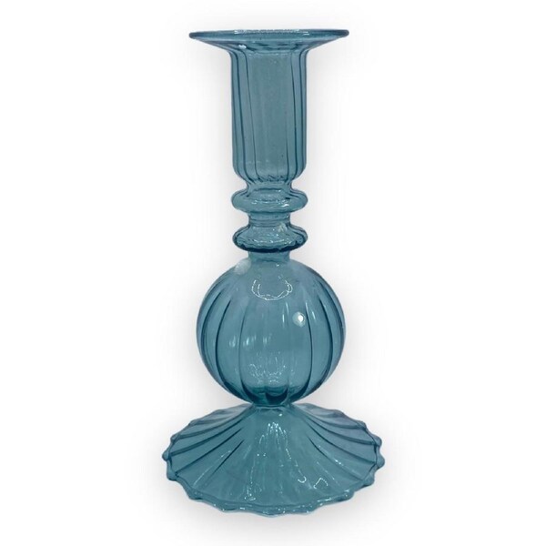 Blue Glass Candle Holder