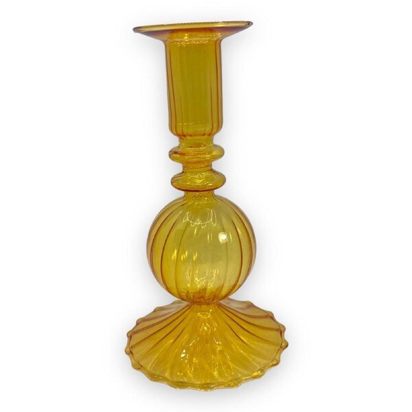 Glass Candle Holder Yellow