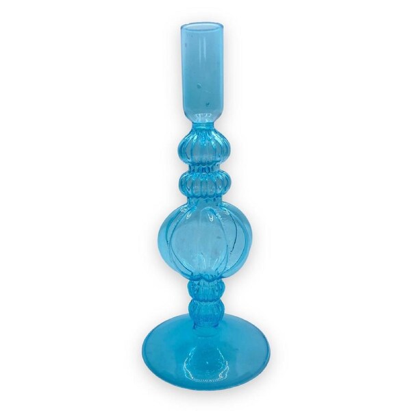 Blue Glass Candle Holder