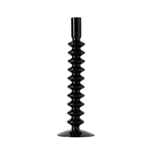 Glass Tall Candle Holder Black