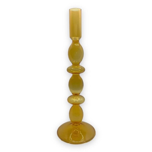 Glass Tall Candle Holder Yellow