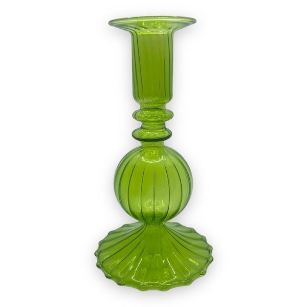 Green Glass Candle Holder