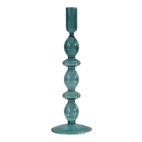 Glass Tall Candle Holder Green