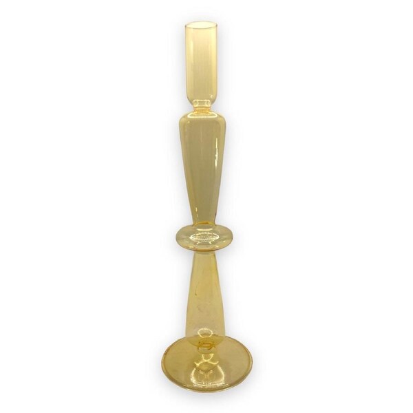 Glass Tall Candle Holder Yellow