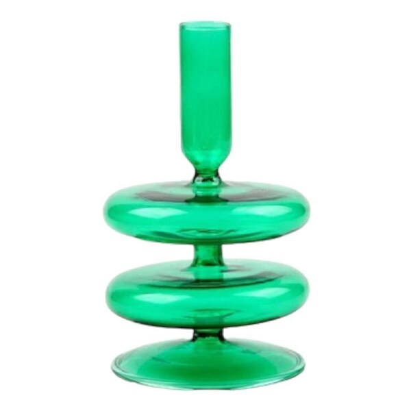 Green Glass Candle Holder