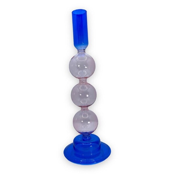 Candle Holder Glass Blue