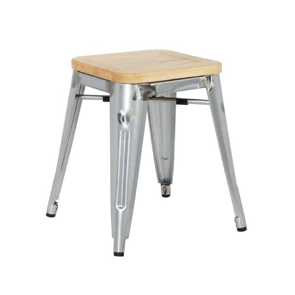 Bolero Galvanised Steel Bistro Low Stools with Wooden Seat Pad