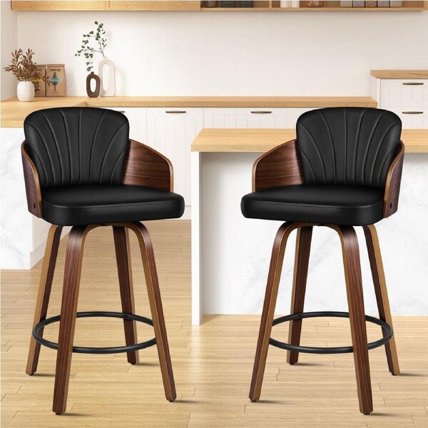 2x ALFORDSON Bar Stools Widened Backrest Black