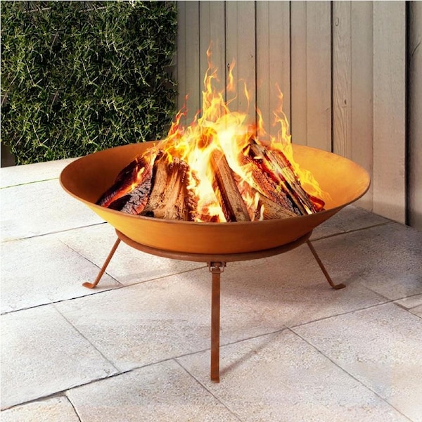 Grillz 70cm Fire Pit Rustic Iron Bowl Outdoor