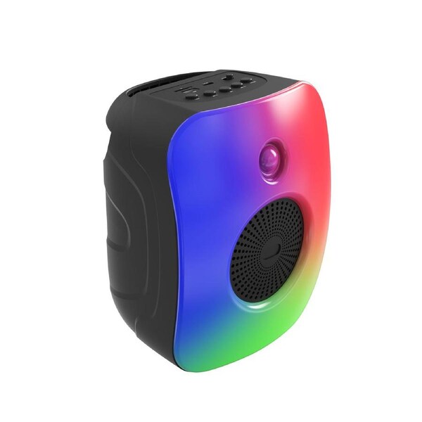 Laser Mini Party Speaker RGB Lights Bluetooth USB MicroSD Rechargeable TWS 5W Black