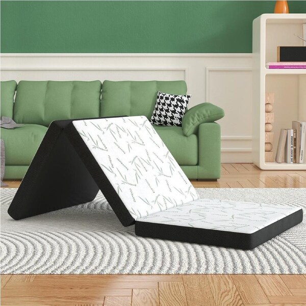 Advwin Folding Mattress Portable Trifold Foldable Camping Cushion Bamboo Gaming Floor Foam Pad Sofa Bed 195*80*10cm
