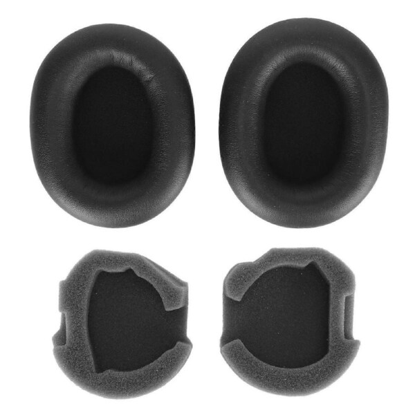 Headphone Ear Pads Protein Leather Noise Insulation Memory Foam Sponge Ear Cushions for WH 1000XM5 Wireless Headset Black