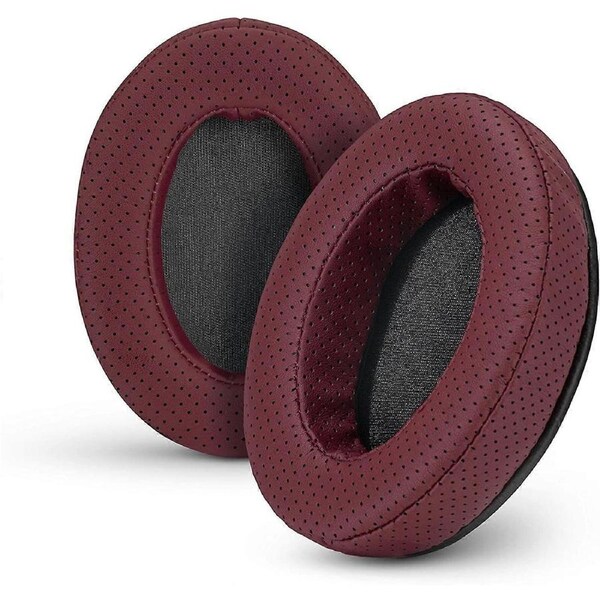 Replacement Memory Foam Earpads - Suitable for Many Other Large Over The Ear Headphones - AKG, HifiMan, ATH, Philips, Fostex (Perforated Red)