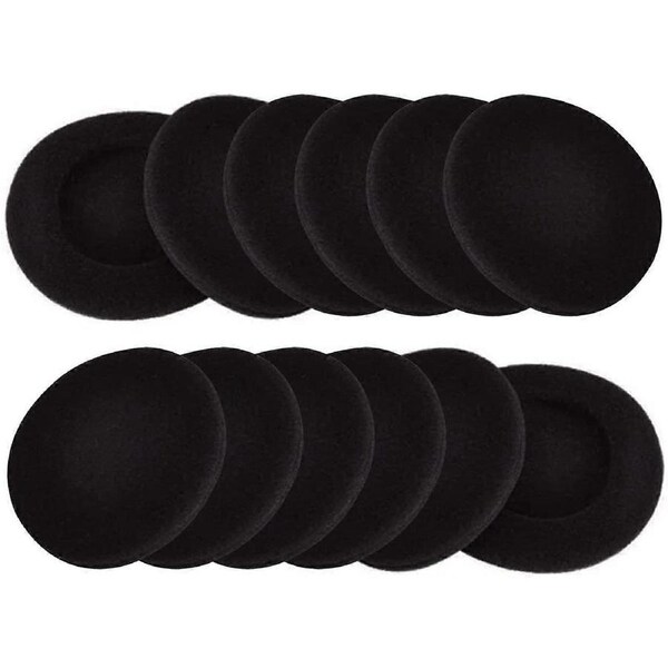 12 Pairs 60mm / 2.4inch headset ear cap Replacement for Most Standard Size ear cushions Ear pad cover Sponge Replacement ear pad Headphones Black