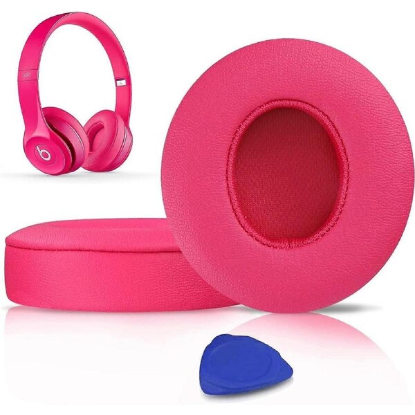 Earpads Cushions Replacement for Beats Solo 2 & Solo 3 Wireless On-Ear Headphones, Ear Pads with Soft Protein Leather, Added Thickness - Pink